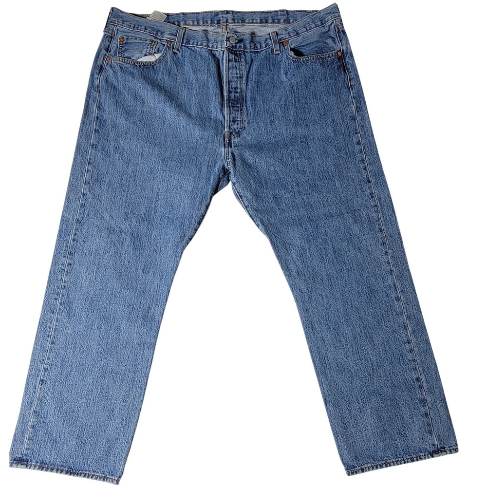 Levis 501 Original Fit Mens Jeans 44x30‎ Medium Wash Blue Straight Leg Denim